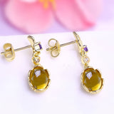 Bohemian Style 925 Sterling Silver Citrine Earrings | Natural Gemstone Jewelry | Fashionable Women's Choice-Grdeer