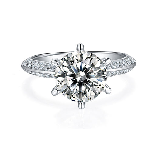 Round,Women's Ring,925 Sterling Silver,Moissanite,Jewelry,Grdeer