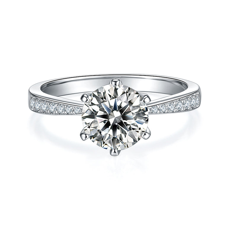 Round,Women's Ring,925 Sterling Silver,Moissanite,Jewelry,Grdeer