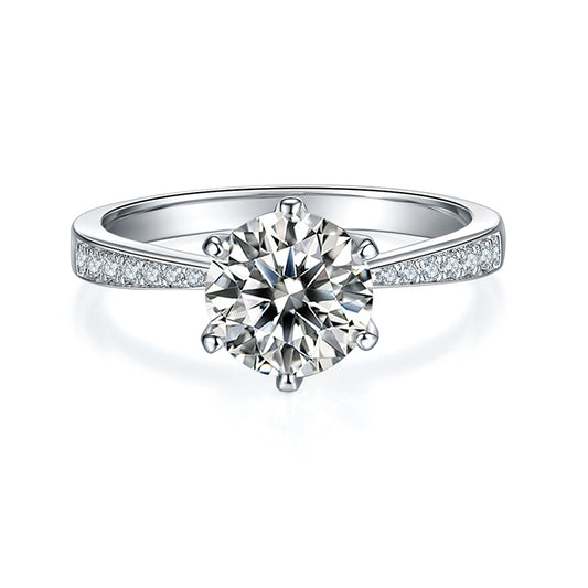 Round,Women's Ring,925 Sterling Silver,Moissanite,Jewelry,Grdeer