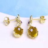 Bohemian Style 925 Sterling Silver Citrine Earrings | Natural Gemstone Jewelry | Fashionable Women's Choice-Grdeer