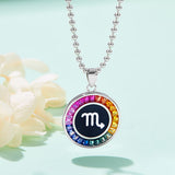 Rainbow Synthetic Gemstone 12 Zodiac Signs 925 Sterling Silver Necklace-Grdeer