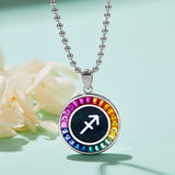 Rainbow Synthetic Gemstone 12 Zodiac Signs 925 Sterling Silver Necklace-Grdeer