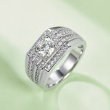 Round,Men, Ring,925 Sterling Silver,Moissanite,Jewelry,Grdeer