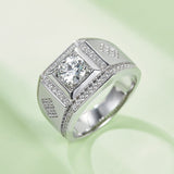 Round,Men, Ring,925 Sterling Silver,Moissanite,Jewelry,Grdeer