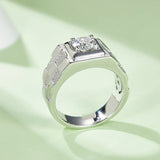 Round,Men, Ring,925 Sterling Silver,Moissanite,Jewelry,Grdeer