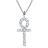 Gift For Parents. Fashion Cross S925 Silver Moissanite Necklace + Side Chain-Grdeer