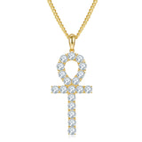 Gift For Parents. Fashion Cross S925 Silver Moissanite Necklace + Side Chain-Grdeer