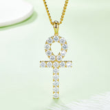 Gift For Parents. Fashion Cross S925 Silver Moissanite Necklace + Side Chain-Grdeer