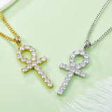 Gift For Parents. Fashion Cross S925 Silver Moissanite Necklace + Side Chain-Grdeer