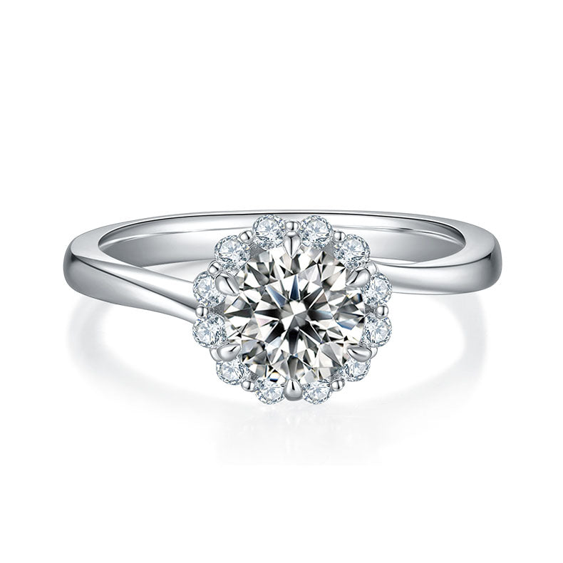 Round,Women's Ring,925 Sterling Silver,Moissanite,Jewelry,Grdeer