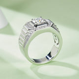 Round,Men, Ring,925 Sterling Silver,Moissanite,Jewelry,Grdeer