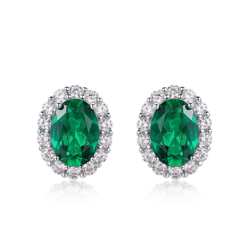 Geometric S925 Sterling Silver Cultured Emerald Vintage Stud Earrings | Personalized Fashion Choice | Designed for Fashionable Women-Grdeer