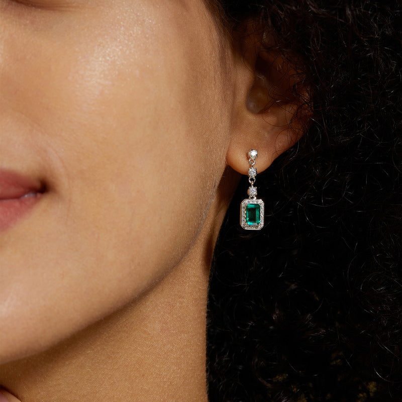 Earrings,cultured emerald,Gift,925 Silver,Jewelry,Grdeer