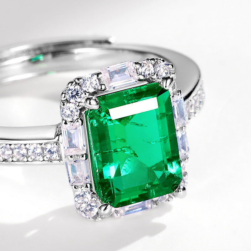 Ring,cultured emerald,Gift,925 Silver,Jewelry,Grdeer