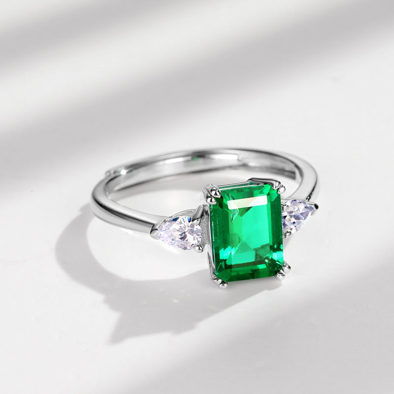 Ring,Cultivated Emerald,Gift,925 Silver,Jewelry,Grdeer