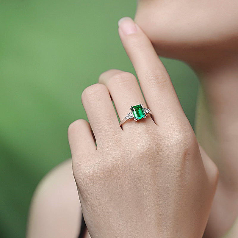 Ring,Cultivated Emerald,Gift,925 Silver,Jewelry,Grdeer