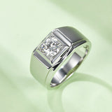 Round,Men, Ring,925 Sterling Silver,Moissanite,Jewelry,Grdeer