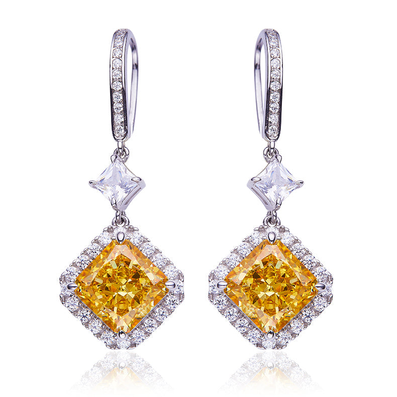 High carbon diamond , Square,Pendant,Earrings,925 Silver,Moissanite,Jewelry,Grdeer