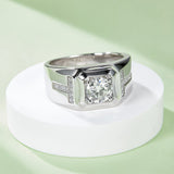 Round,Men, Ring,925 Sterling Silver,Moissanite,Jewelry,Grdeer