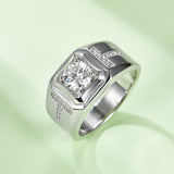 Round,Men, Ring,925 Sterling Silver,Moissanite,Jewelry,Grdeer