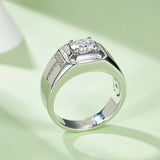 Round,Men, Ring,925 Sterling Silver,Moissanite,Jewelry,Grdeer