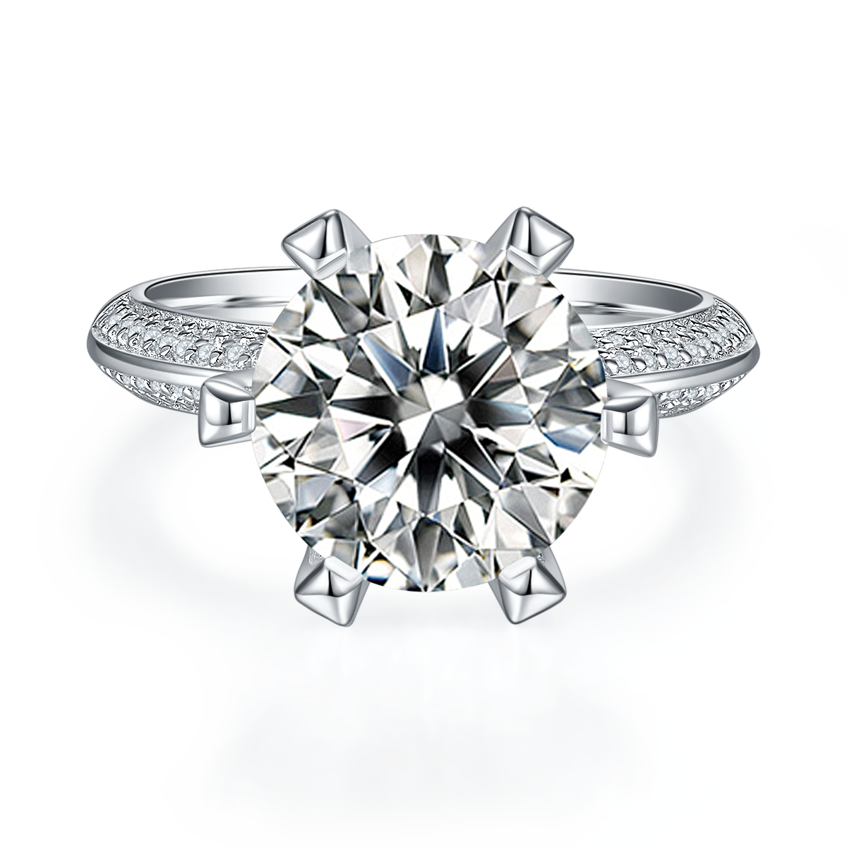 Round,Women's Ring,925 Sterling Silver,Moissanite,Jewelry,Grdeer