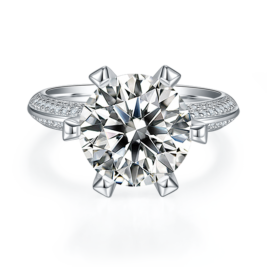 Round,Women's Ring,925 Sterling Silver,Moissanite,Jewelry,Grdeer