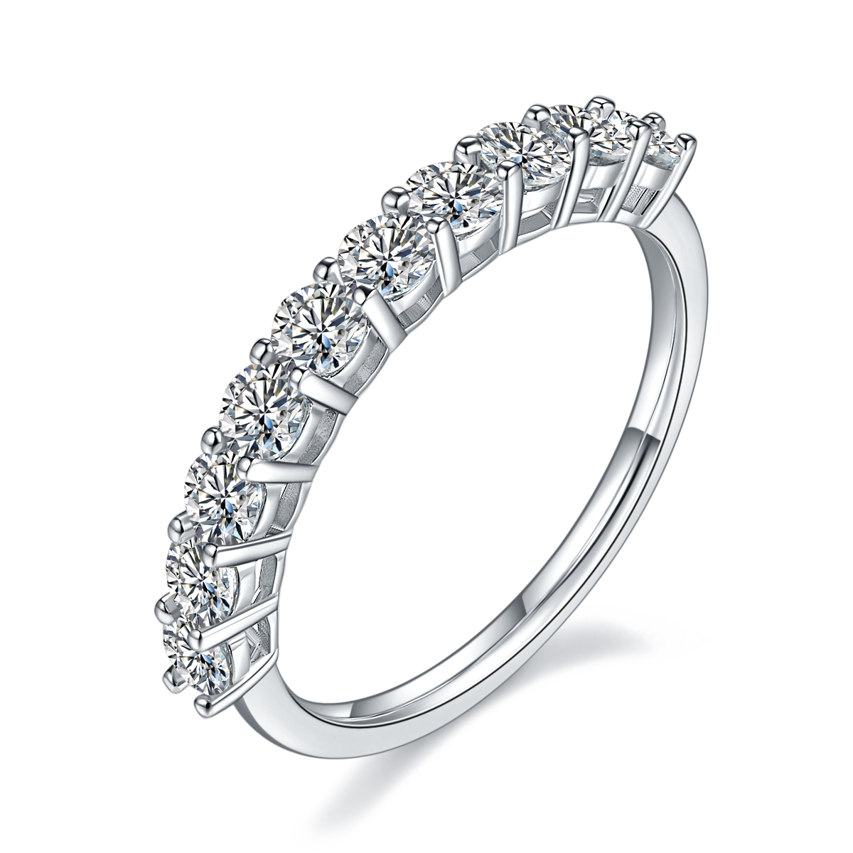 Round,Eternity Band,Rings,925 Sterling Silver,Moissanite,Jewelry,Grdeer