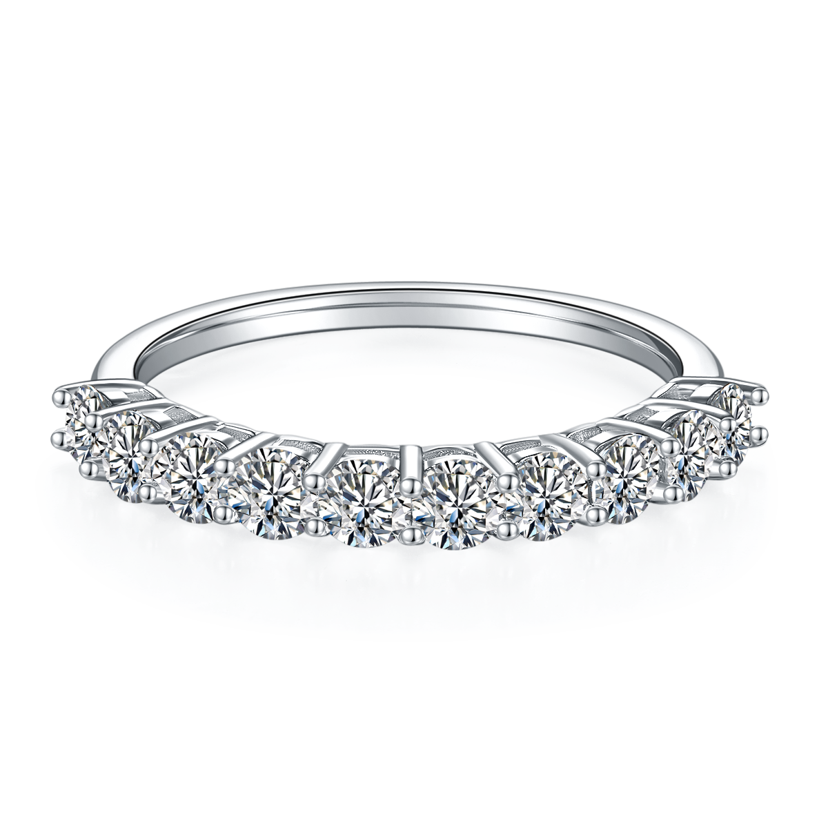 Round,Eternity Band,Rings,925 Sterling Silver,Moissanite,Jewelry,Grdeer