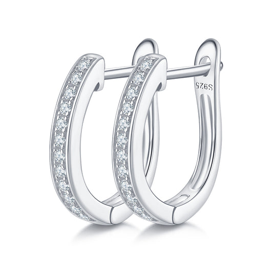 Round,Single Row,Moissanite,Hoop,Earrings,925 Silver,Jewelry,Grdee