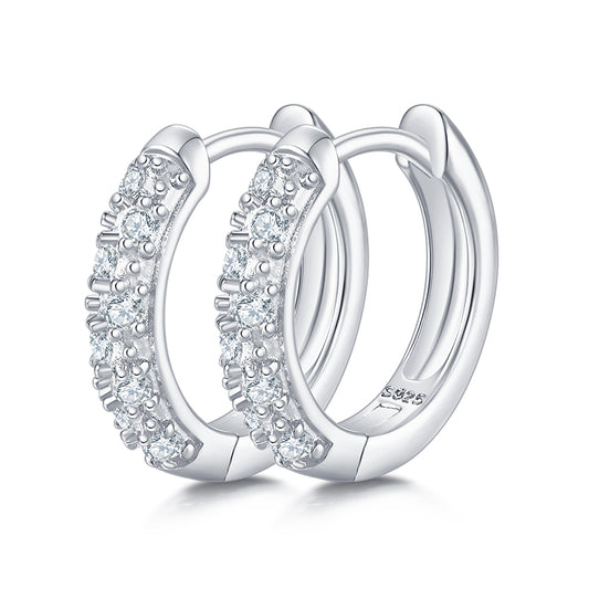 Round,Double rows,moissanite,hoop,earrings,925 silver,Jewelry,Grdee