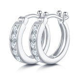 Round,Single Row,Moissanite,Hoop,Earrings,925 Silver,Jewelry,Grdee