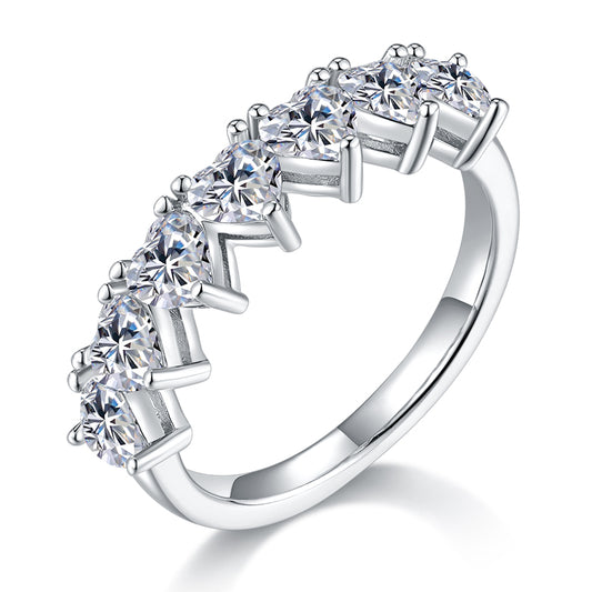 Heart shaped,Eternity Band,Rings,925 Sterling Silver,Moissanite,Jewelry,Grdeer