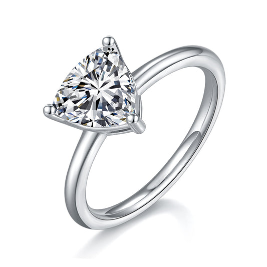  Triangle,Women's Ring,925 Sterling Silver,Moissanite,Jewelry,Grdeer