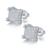 Square, Earrings,925 Silver, Moissanite, Jewelry, Grdeer