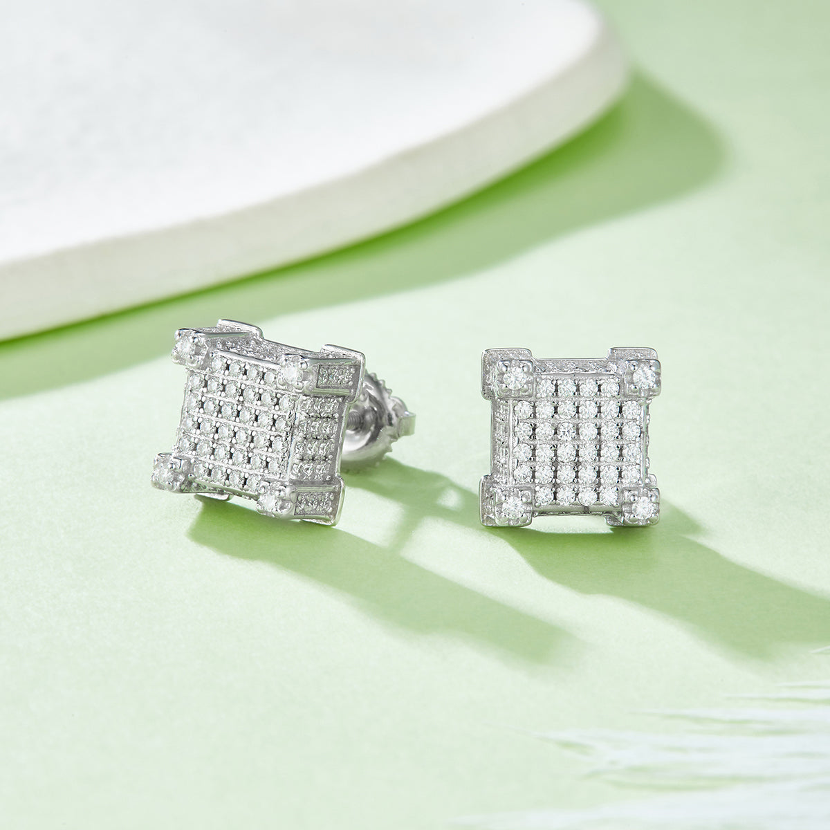 Square, Earrings,925 Silver, Moissanite, Jewelry, Grdeer