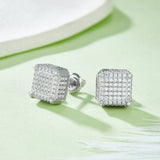 Square side inlaid threaded Mosang diamond stone earrings  jewelry - Grdeer