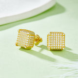 Square side inlaid threaded Mosang diamond stone earrings  jewelry - Grdeer