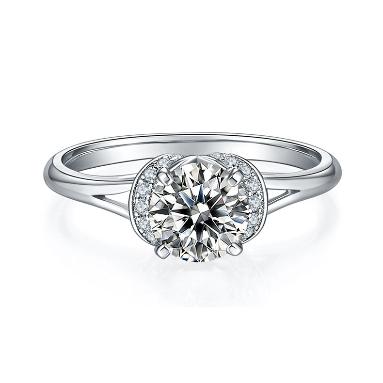 Round,Women's Ring,925 Sterling Silver,Moissanite,Jewelry,Grdeer